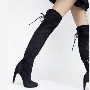 NEW Sam Edelman Kayla Over-the-Knee Boots Black Suede Stiletto  8.5 M